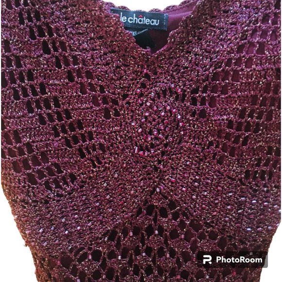 Fancy Knit Burgundy Le Chateau Top - Picture 3 of 6